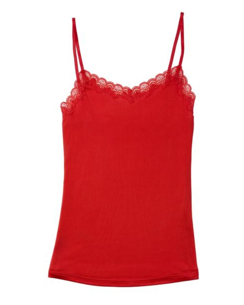 Front of a size 2X Soft Silk Camisole in Fiery Red by Uwila Warrior. | dia_product_style_image_id:242398